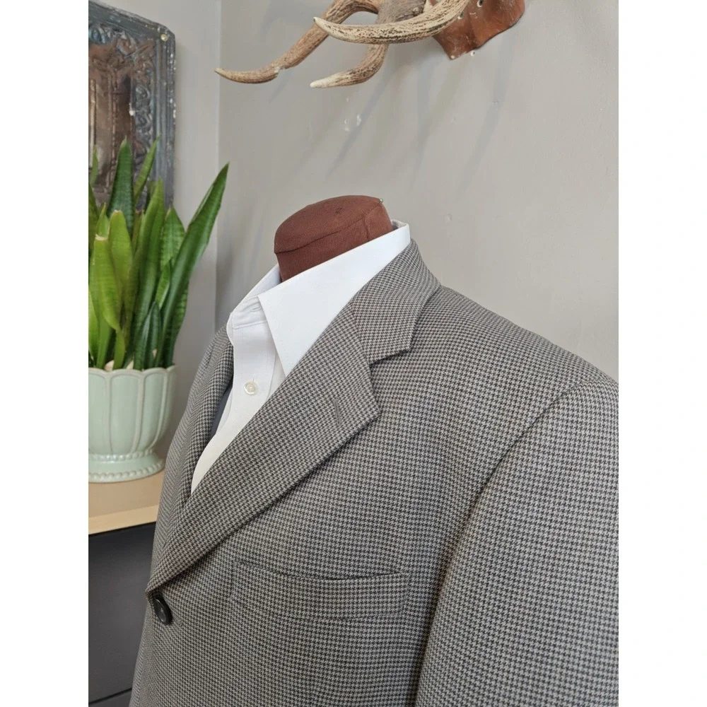 Pronto Uomo Mens Wool Blazer Sports Coat 40R Gray Houndstooth 3 Button L804